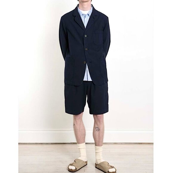 UNIVERSAL WORKS Japanese Seersucker Pleated Track Shorts Bermuda Length - Picture 1 of 12